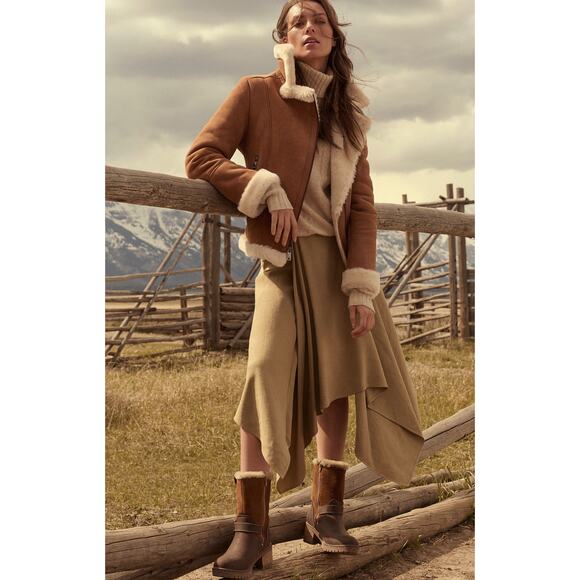 Overland Sonia Sheepskin Moto Jacket size S small - Picture 9 of 9